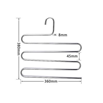 China Universal Multi-Layer Storage Stainless Steel S Type Pants Racks Magic Pant Hangers Cabinet Hangers Space Saver for sale