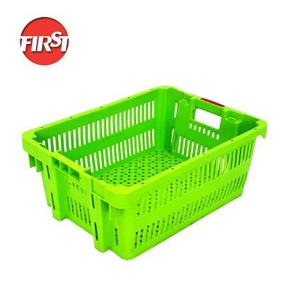 China Agricultural Plastic Crate for Vegetable and Fruit Stackable Container Box NO Foldable for sale