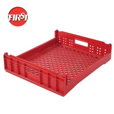 China Stackable and Foldable Nestable Bread Crates Mesh Stacking Plastic Turnover Crate for sale