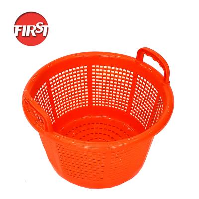 China Supermarkt Stackable Plastic Mesh Storage Basket voor Fruit Harvest Crate Barrel 42CM Te koop