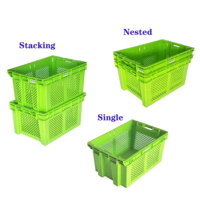 China Plastic Mesh Crates Stackable Turnover Crates For Fruits And Vegetables 485x360x290mm for sale