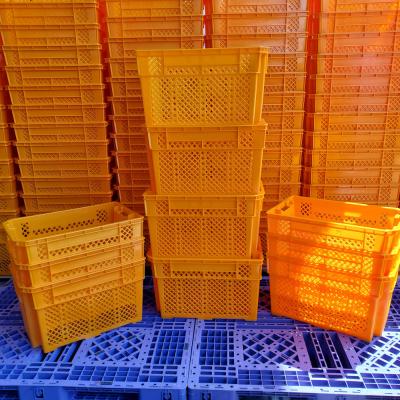 China Nestable Crate Mesh Fram Storing Fruits And Vegetables Stackable Container Plastic Basket for sale