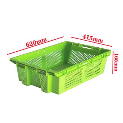 China Meat Plastic Grocery Crates Basket Agriculture Stackable Nestable Moving Box for sale