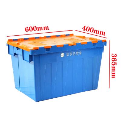 China FIRST PP Logistics Nesting Tote Plastic Stackable Crate Container 67L Volume Silk Printing Logo for sale