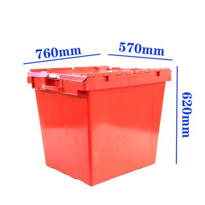 China Caja de almacenamiento de plástico plegable de colores Contenedor de tapa unida Tote de trabajo pesado en venta