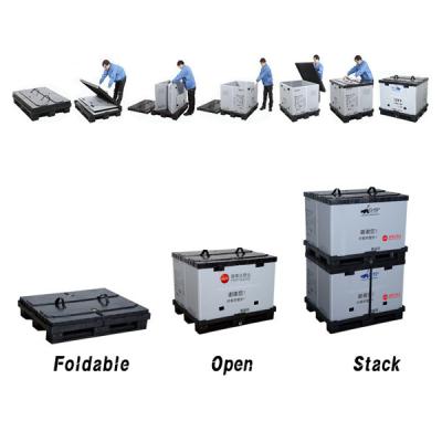 중국 접히는 플라스틱 컨테이너 팔렛 겹쳐질 수 있는 무거운 용도 이동 상자 판매용