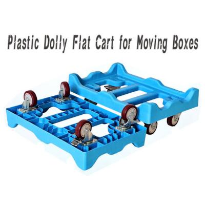 China Plastic Dolly Flat Cart voor het verplaatsen van dozen Heavy Duty 600*400mm Platform Dolly Trolley Te koop