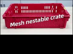 Mesh Nestable Crate  Plastic Turnover Boxes Stackable Storage Fruits Crate