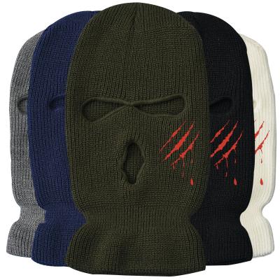 China JOINT Factory Custom Wholesale Embroidery Face Mask Recycling Balaclava Knitted Warm Filter Full Winter Face Cover 3 Holes Ski Mask for sale