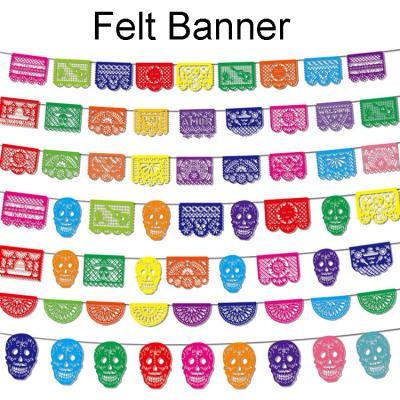 China Mexican Cinco De Mayo Fiesta Party Paper-Cuts Decorations Party Supplies Party Decorations Style Felt Banner Colorful for sale