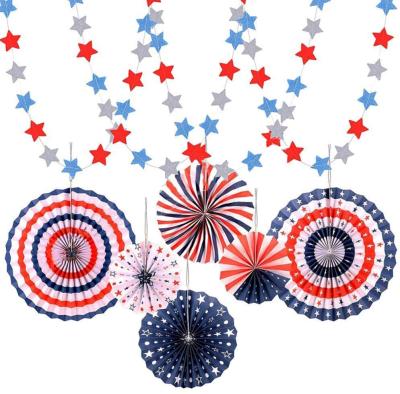 China Party Decoration 4th of July Decorations for Home, Patriotic Independence Day Decorations Hanging Paper Fans, Fourth of July Party Supplies for sale