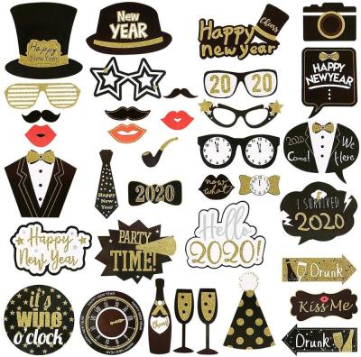 China Happy New Years Eve Photo Booth Props 36Pcs New Arrivals Party Decoration 2020 Products 2020 New Years Eve Party Decorations for sale