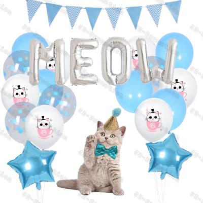 China Pink Cat Birthday Party Decorations Pet Blue Kitty Party Supplies Balloon Party Decoration for sale