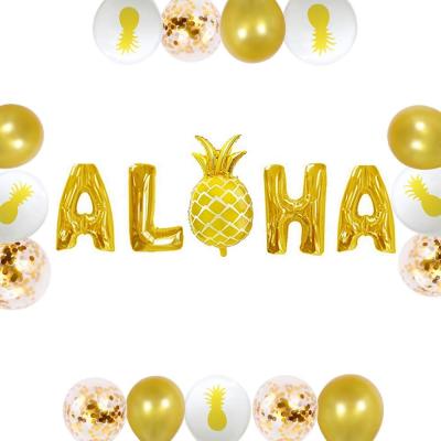 China Tropical ALOHA Balloon Pineapple Balloon Banner Luau Party Decoration 16 God Summer Party Decoration Luau Party Supplies for sale