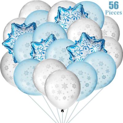 China Valentine's Day Party Decoration Girl Frozen Winter Theme Balloons Set Snowflakes Latex Snowflake Foil Balloons For Baby Shower Birthday Party Decorations for sale