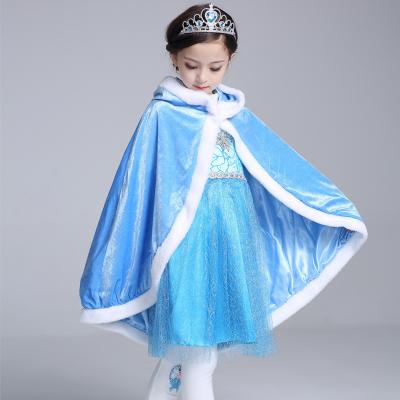 China One Piece Frozen Elsa For Girl's Princess Birthday Party Dress Up Snow Queen Cloak Cap Cappa Outfits Cosplay Gift Decorations for sale