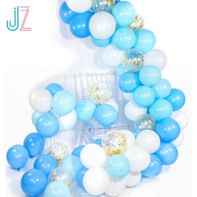 China Party Decoration 70pcs 12Inch Baby Blue Sky White Balloons Arch Garland Kit Balloons Gold Confetti Balloons For Boy Baby Shower Decorations for sale