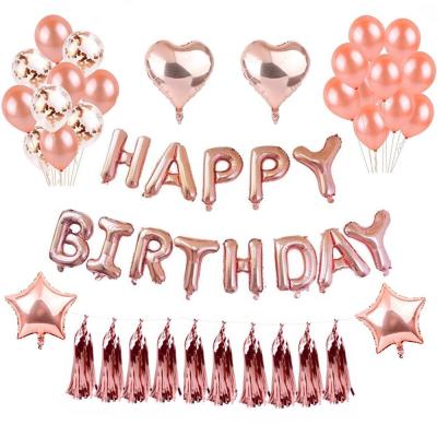 China Birthday Party Decoration Happy Birthday Decorations Banner Balloons Birthday Party Decorations Set Balloon Kit For Birthday Decor Rose Gold for sale