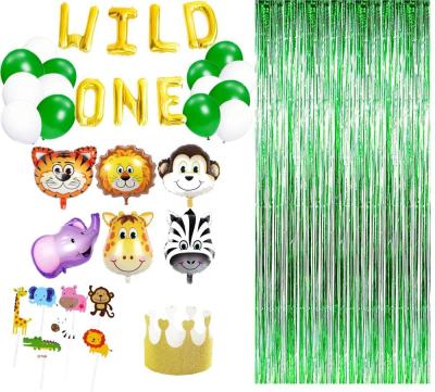 China Party Decoration One First Birthday Party Decoration 1st Bday Wild Banner Kit Supplies Animal Safari Zoo Jungle Themed for sale