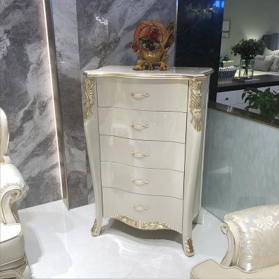 China MO LAN European style storage chest of drawers luxury gray type carved solid wood chest of drawers porch arch light light drawers rack for sale