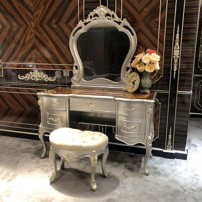 China Other MO LAN European Champagne Color Bedroom Makeup Stool Dresser Solid Wood High End Combination for sale