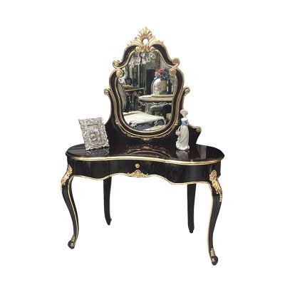 China Other MO LAN European Style Dresser Makeup Stool Combination Makeup Table Bedroom Princess Luxury Solid Wood Carved Table for sale