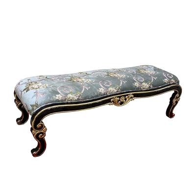 China MO LAN European style bedroom noble princess bench solid wood bed tail bench for sale