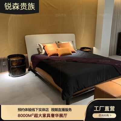 China MO LAN Italian art of double bed postmodern leather wedding bed other simple master bedroom 1.8m king bed furniture for sale