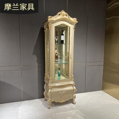 China Other MO LAN European Solid Wood Luxury Neoclassical Carved Restaurant Against Wall Single Door Wine Cabinet for sale