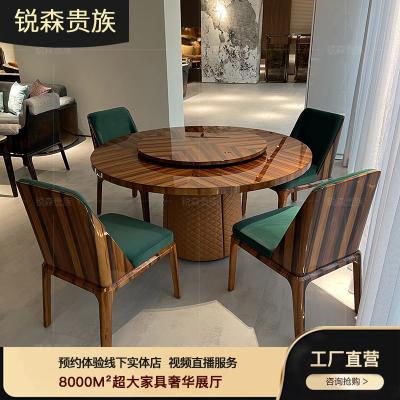 China MO LAN Bentley post-modern light luxury round villa combination of home furniture solid wood dining table and chair for sale