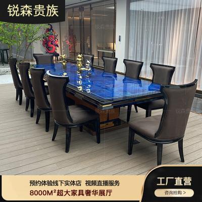 China LANPost-modern light luxury Italian port villa MO dining table and chair combination long style 10 for sale