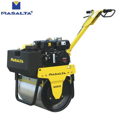 China Building Material Stores Masalta Mini Road Roller Manufacturer 5.5HP Single Drum Compactor Vibration Hand Push 185KG With Honda GX160 Gasoline Engine for sale