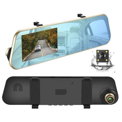 China Anti-glare Loop Recording 4.3 Inch 1080P Car Mirror DVR Front And Rear Camera Dash Cam Parking ASSIST Shock Sensor Black Night Vision BOX for sale