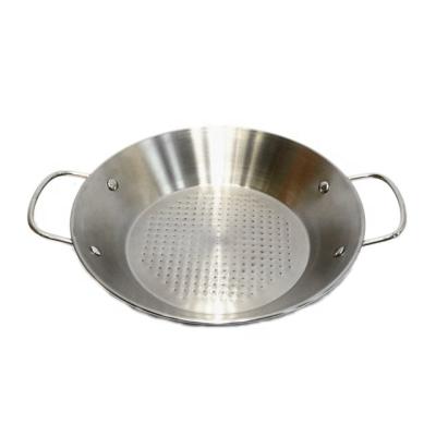 China Factory Price Viable Multi-size Stainless Steel Seafood Spanish Paella Pan With Two Hands for sale