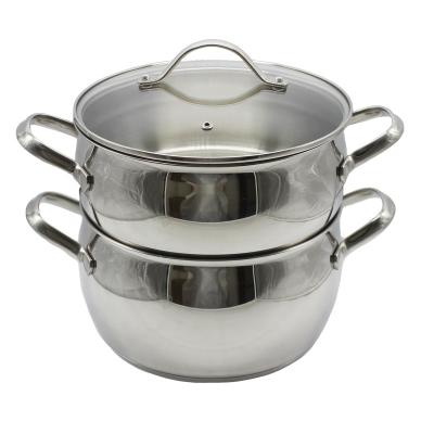 China 304 2 Layers Food Viable Stainless Steel Couscous Pot 4.0 L Stock Pot Steamer Steamer Set for sale