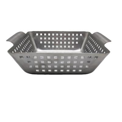 China Easily Cleaned Premium Quality Stainless Steel Grill Vegetable Basket With Handle For Home And Kitchen for sale