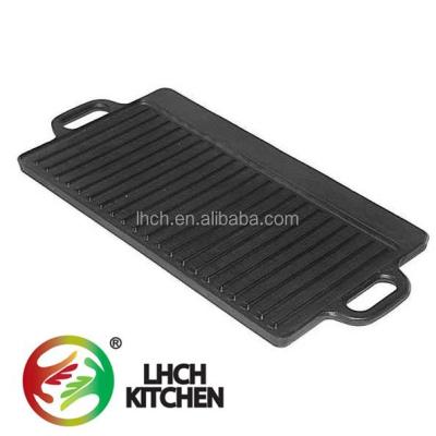 China Easily Cleaned Rectangular Cast Iron BBQ Grill Griddle Pan for sale