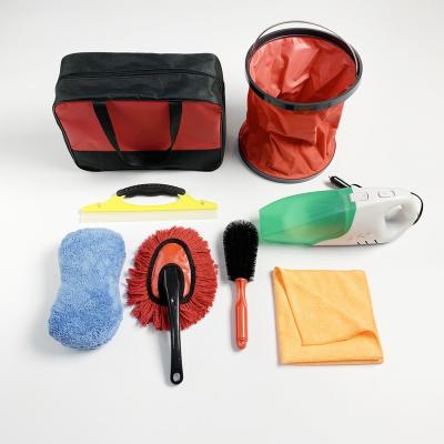 China Hot Selling Eco-friendly Car Care 8pcs Cleaning Set Car Vacuum Cleaner For Car Washing for sale