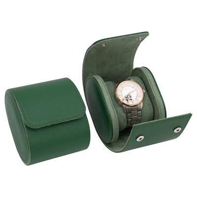 China Black Travel Watch Case New Design Personalized Green Genuine Leather Travel Watch Case Simple Roll for sale