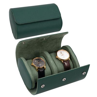 Cina Watch Collect 2 Slots Factory Custom Logo Leather Portable Travel Watch Box Roll in vendita