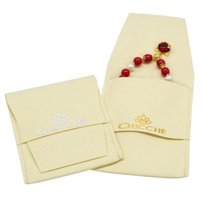 China Custom Pouch Jewelry Packaging Fashion Cloth Beige Microfiber Pouches Personalized Pouch Jewelry Packaging Bag for sale