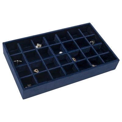 China Low Moq Stackable Jewelry Velvet Jewelry Trays For Earrings Ring Pendant Jewelery Display Tray for sale