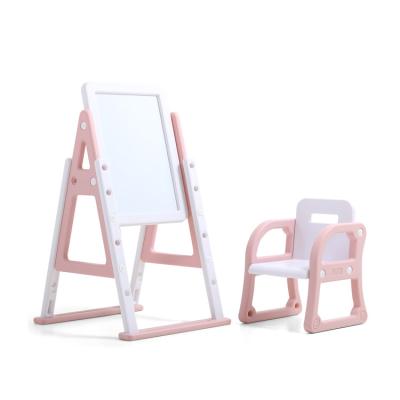 China New Non-Toxic Kids Adjustable White Magnetic Dustproof Drawing Board With Chair For Kids for sale