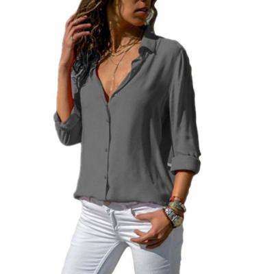 China Fashion office anti-pilling work casual women's tops elegant business cotton party shirt ladies loose blouse button long sleeve wholesale for sale