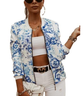 China Anti-wrinkle women's clothing 2021 autumn and winter short jacket thin long-sleeved printed coat small for sale