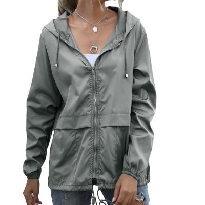 China 2021 Autumn Fashion Reversible Drawstring Women's Zipper Hooded Jacket Lightweight Outdoor Rise Jacket for sale