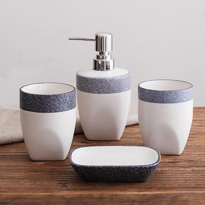 China Eco-Friendly Wholesale Nordic Style Simply Custom Made Ceramic Bath Set Bathroom Accessories for sale