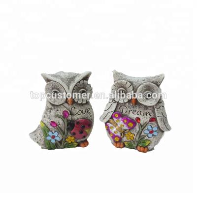 China Eco-friendly Handmade Cheap Animal Shaped Stones Cement Stone Carve Owl Ornament Animal Figurine for sale