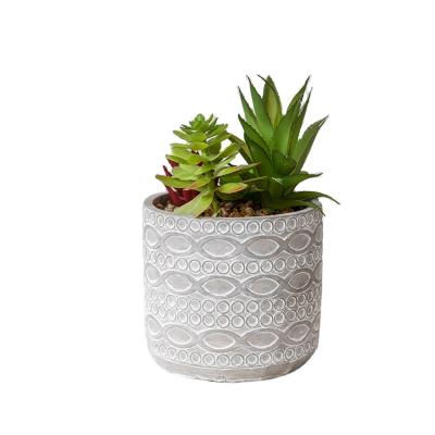 China Eco-friendly Nordic Style Ceramic Succulent Pot Flower With Embossed Design for sale