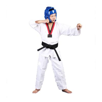 China Cotton/Polyester or 100% Polyester Kids WTF Approved White V-Neck Uniform - TAEKWONDO GI SUIT DOBOK TKD for sale